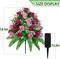 2 Sets Artificial Cemetery Flowers – Realistic Purple & Pink Rose Bouquets with Long Nail Vases, Non-Bleed Colors, Outdoor Grave Decorations for Memorials